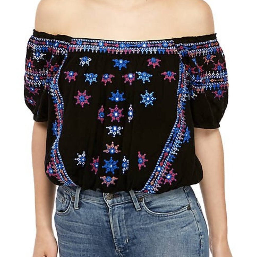 Free People Aurura Embroidered top Size LG - Picture 2 of 10